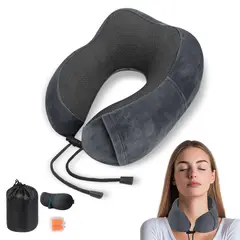 ZSPK - Almohada Gris Oscuro De Viaje Para Cuello en Forma de U con Memoria