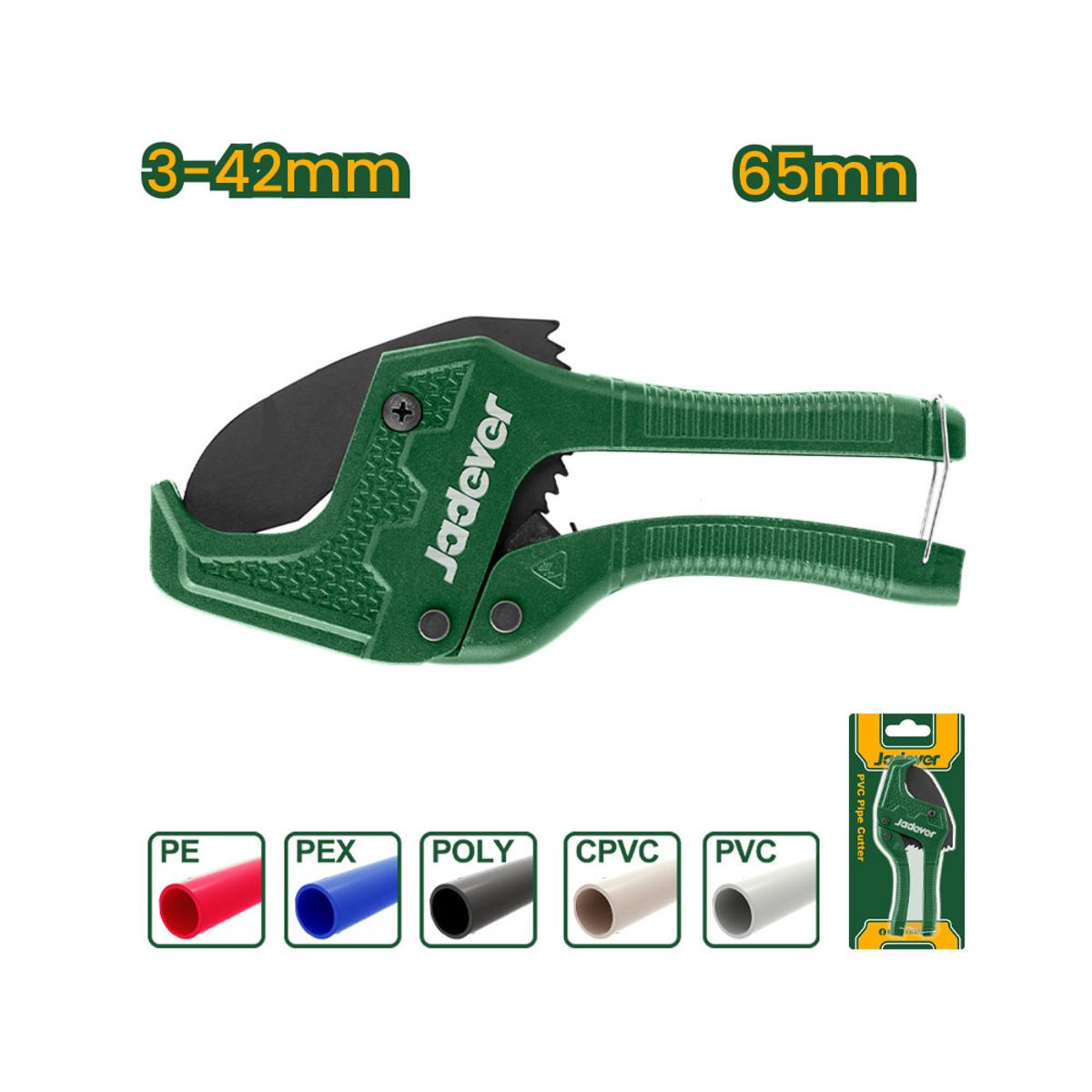 JADEVER - Tijera Cortador de Tubo PVC Plástico 3-42mm JADEVER