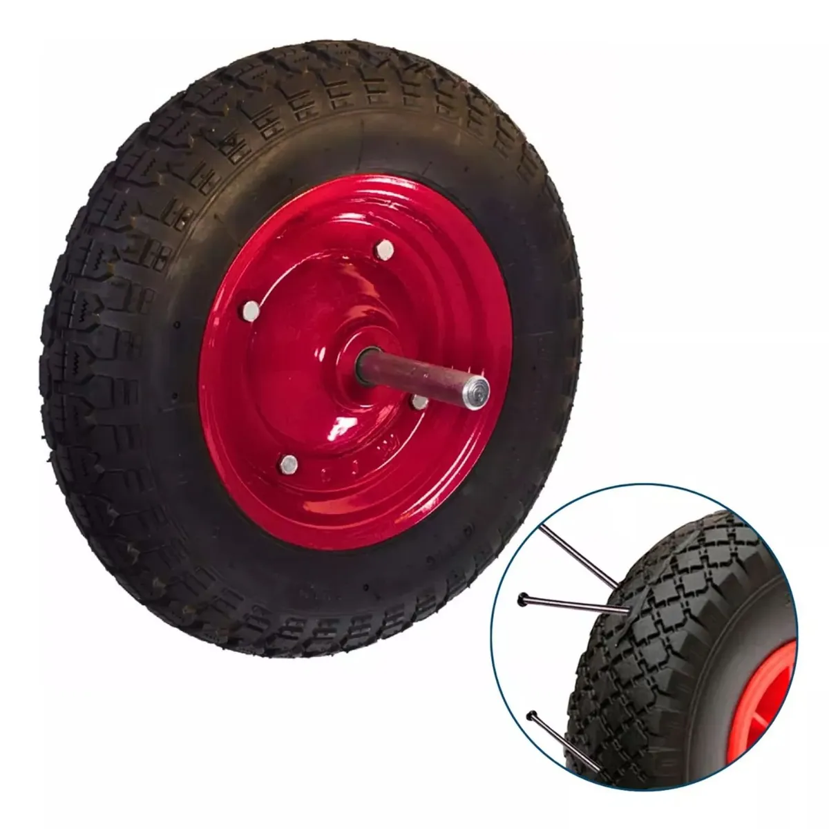 GENERICO - Rueda De Carretilla Maciza Con Eje 3.50 8 Dicas