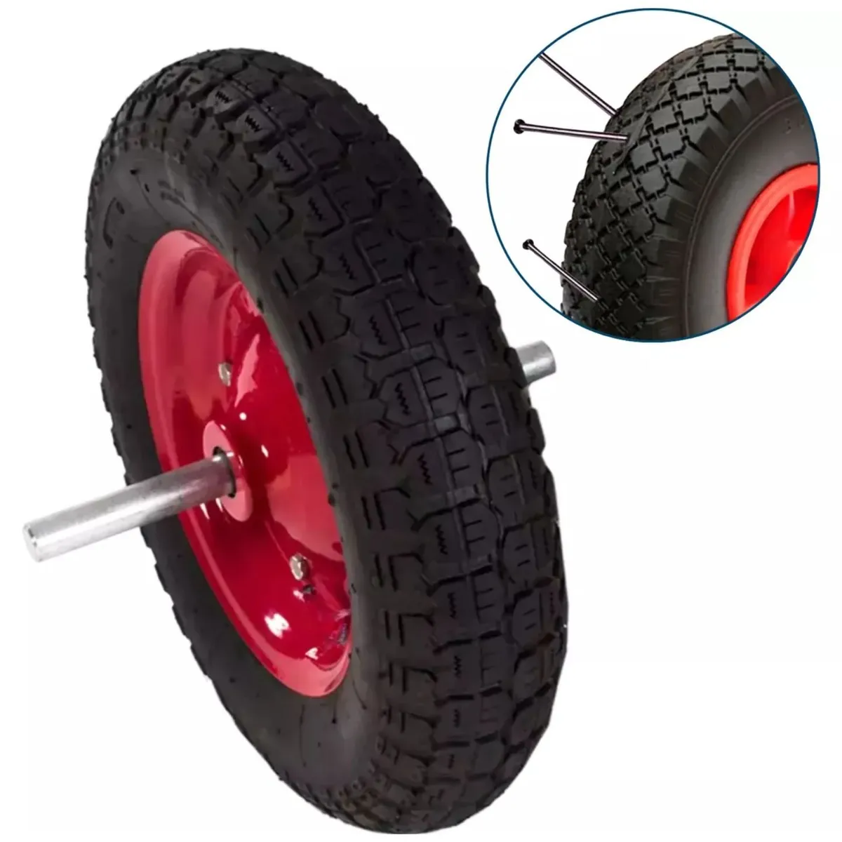 GENERICO - Rueda De Carretilla Maciza Con Eje 3.50 8 Dicas