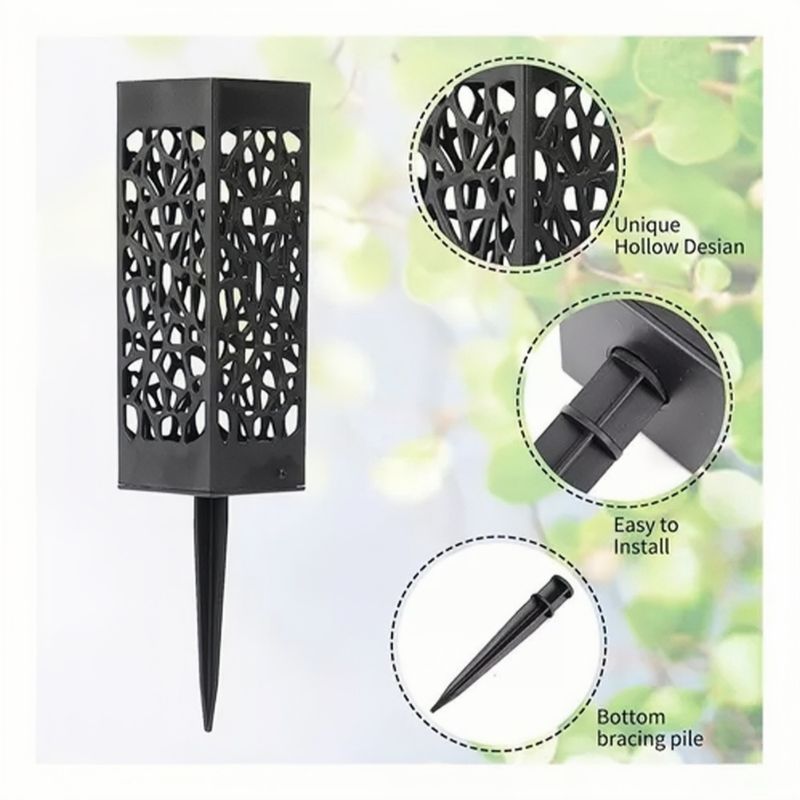 GENERICO - Pack  de 6 Focos Led Solar Estaca Jardín Tallado Luz Cálida