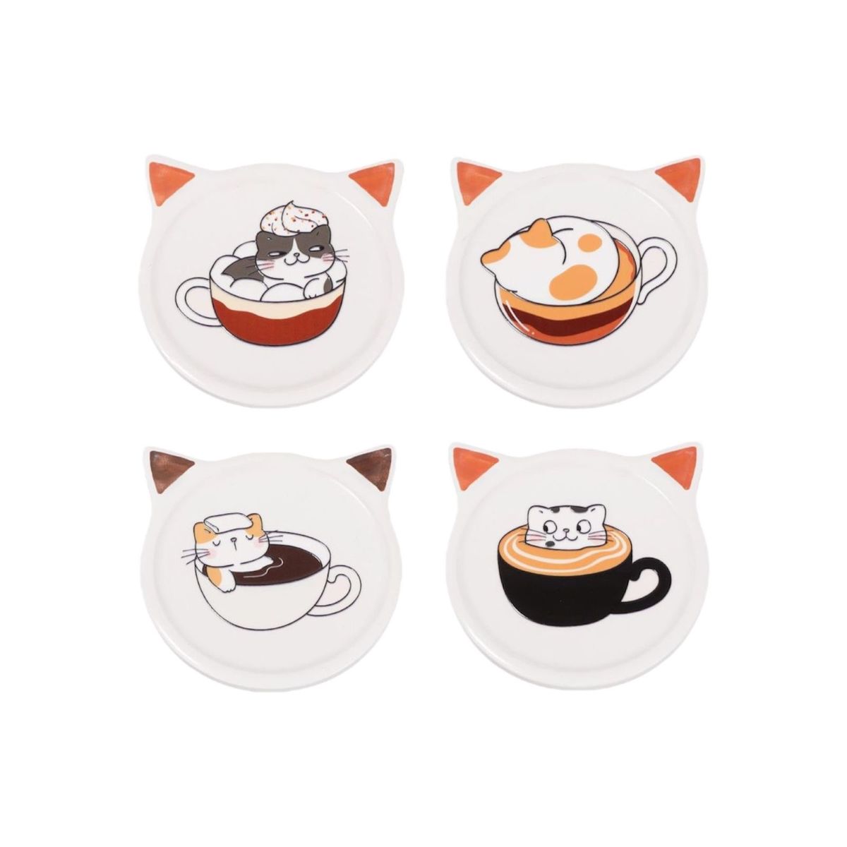 GENERICO - Set 4 Posavasos Ceramica 4 Piezas Diseño Tierno