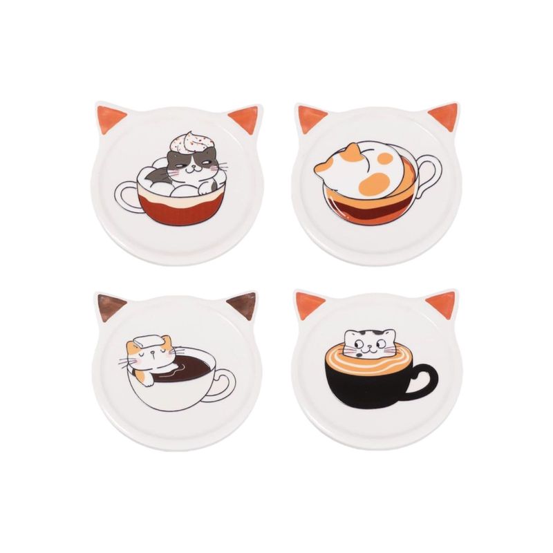 GENERICO - Set 4 Posavasos Ceramica 4 Piezas Diseño Tierno