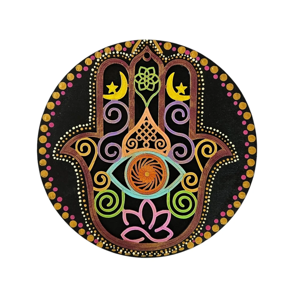 CREA TALLER - Cuadro hamsa mano de fatima decorativo de madera