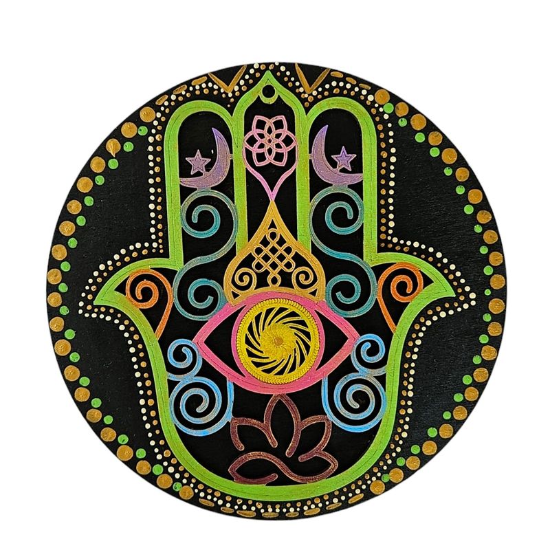 CREA TALLER - Cuadro hamsa decorativo de madera