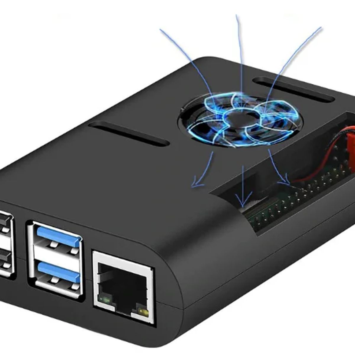 MCI - Caja para Raspberry Pi 4 B con ventilador y disipadores