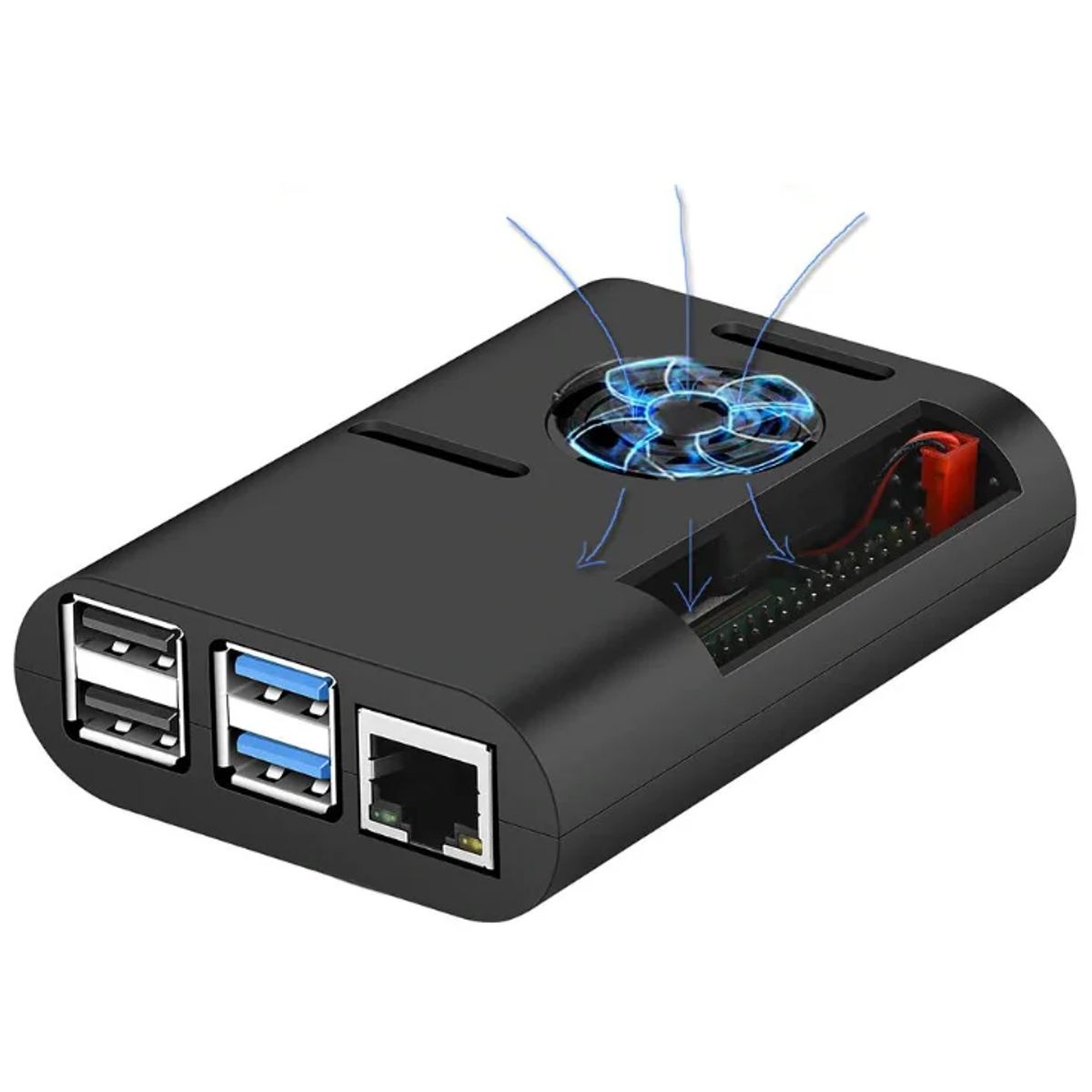 MCI - Caja para Raspberry Pi 4 B con ventilador y disipadores