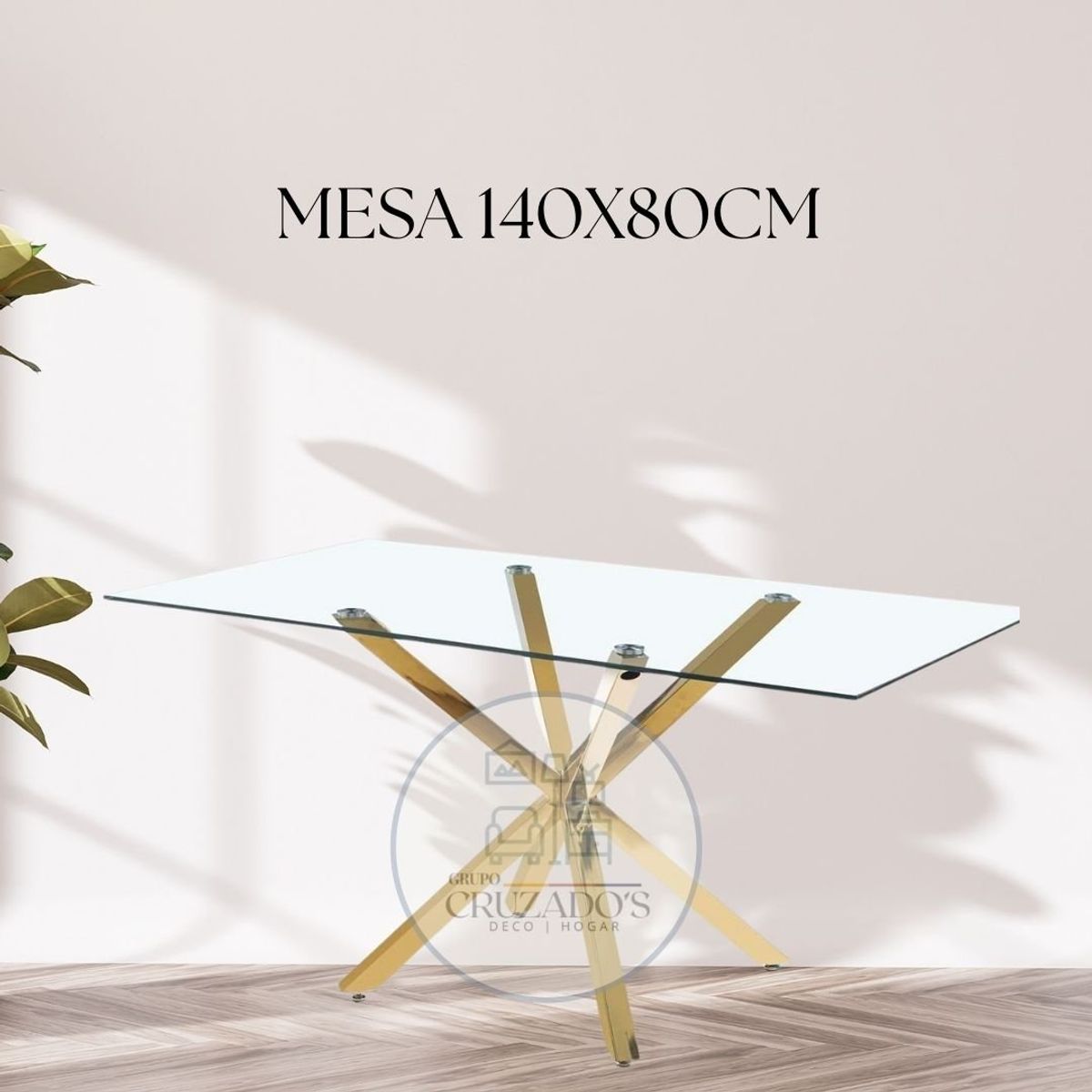 GENERICO - JUEGO COMEDOR 140X80 MAS 4 SITIALES GOLD FELPA BEIGE.