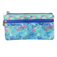 INTEK GAMES - Estuche Escolar Stitch Doble Cierre Verde Agua