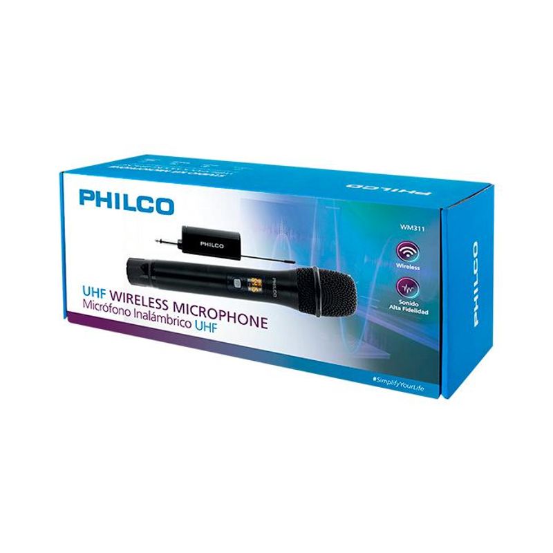PHILCO - MICROFONO INALAMBRICO UHF RECEPTOR RECARGABLE - Negro