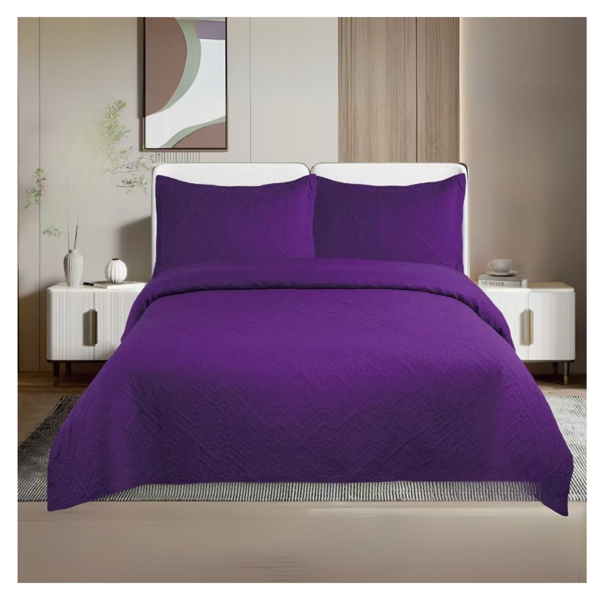 GENERICO - Cubrecama De Verano Delgado Quilt 2 Plazas Unicolor