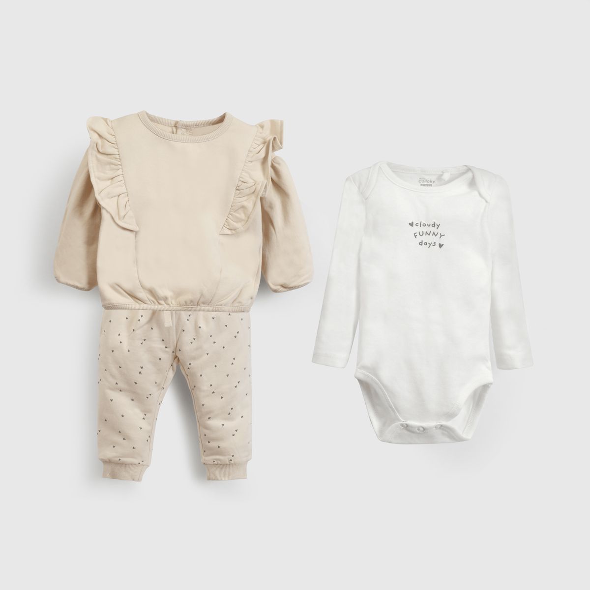 COLLOKY - Set Polerón/Body Niña Beige 56053 Colloky