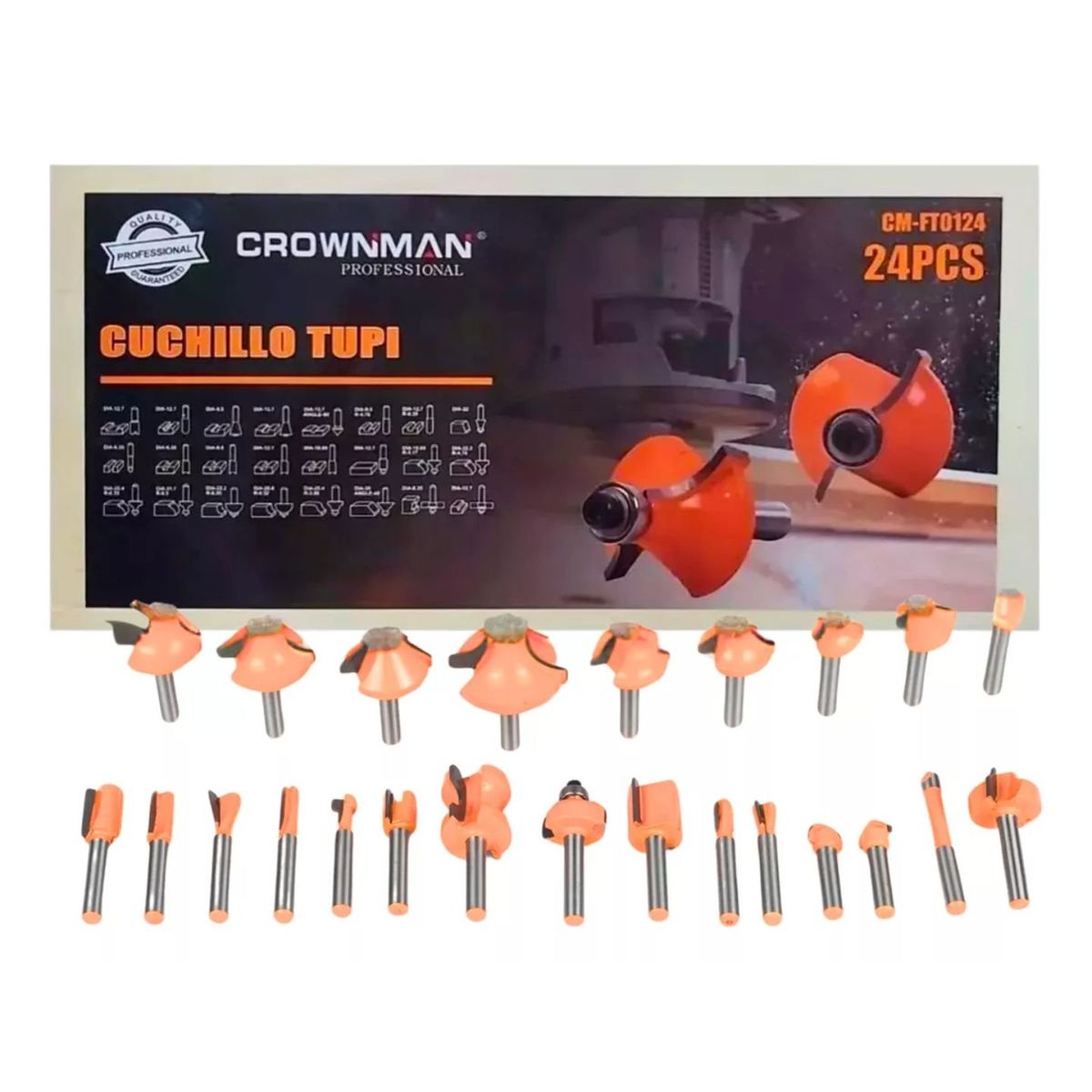 GENERICO - Kit Fresas 24 Madera 1/4 6.35mm Router Tupi Fresadora