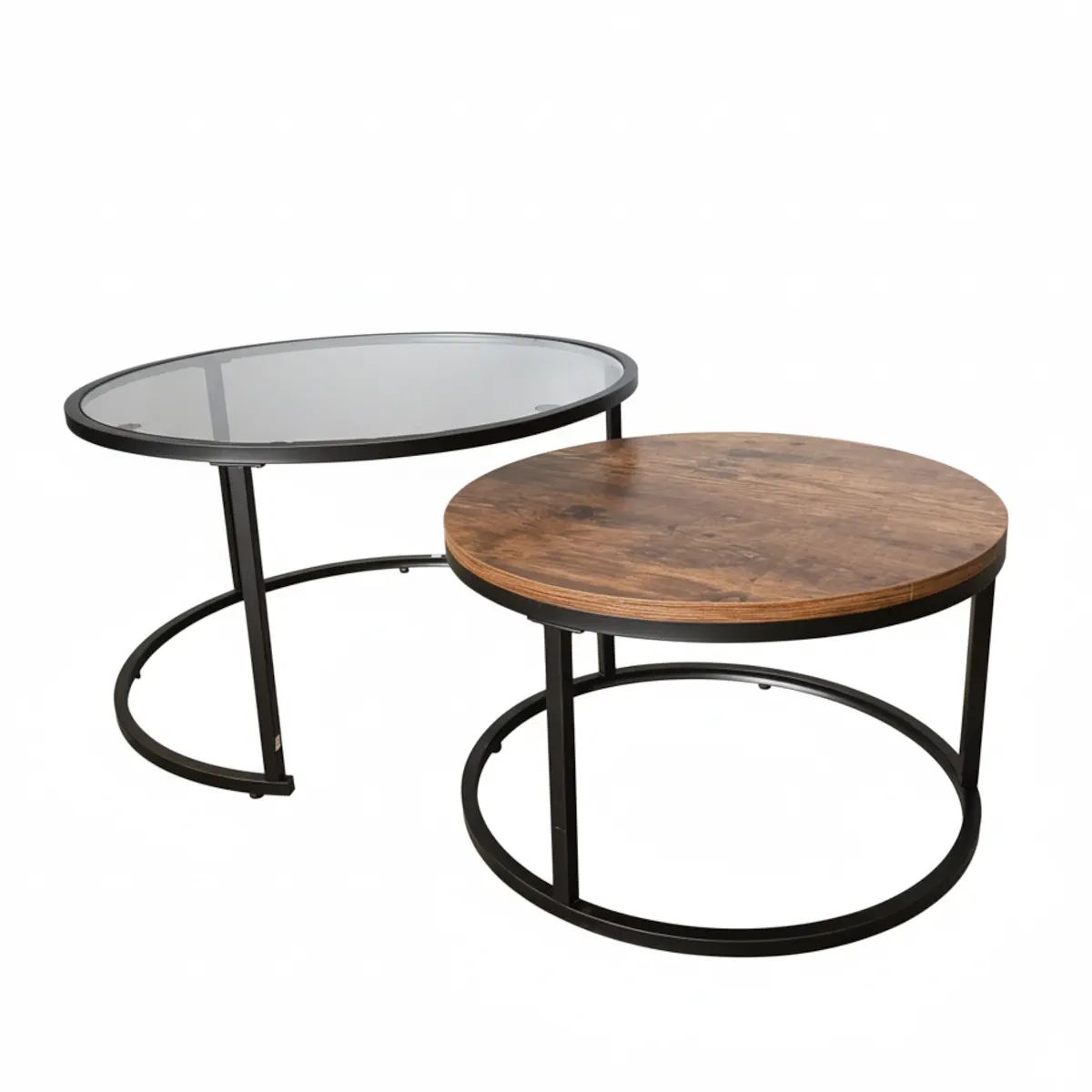 AGUILA - Juego de Mesa Allure  Anidable Nesting VidrioMelamina  Metal Negro