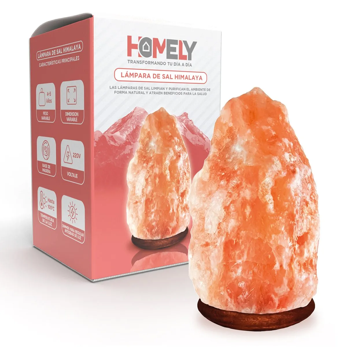 HOMELY - Lámpara de Sal Himalaya 4-5 kg Homely Intensidad Regulable
