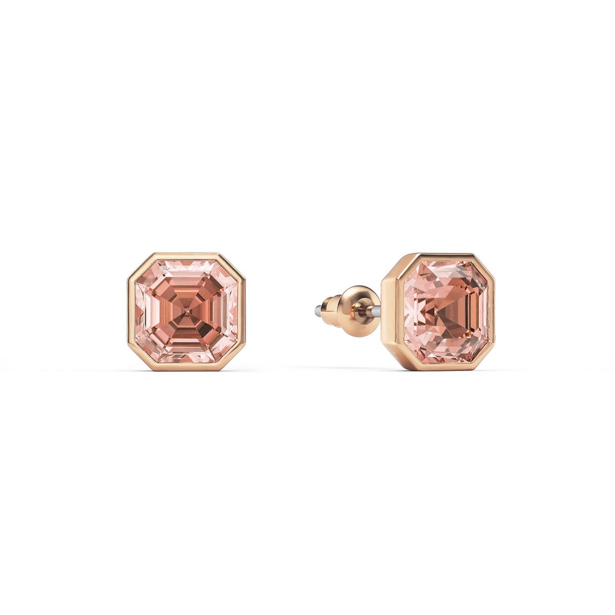 BLOOM CRYSTAL - Aros Asscher 8mm Rosa Vintage en Oro Rosado  Elegancia Sutil