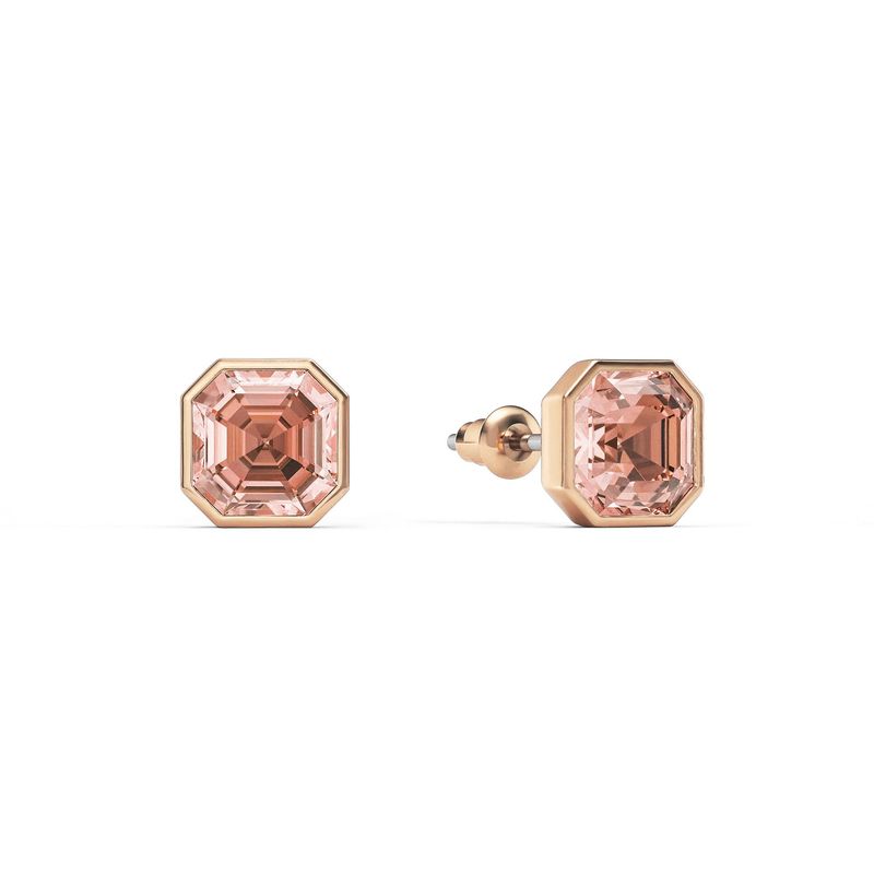 BLOOM CRYSTAL - Aros pequeños diamante cuadrado  Asscher de 8mm con Cristal de Austria Rosa Vintage