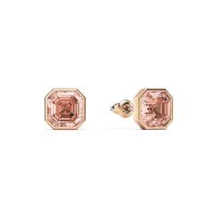 BLOOM CRYSTAL - Aros Asscher 8mm Rosa Vintage en Oro Rosado Elegancia Sutil