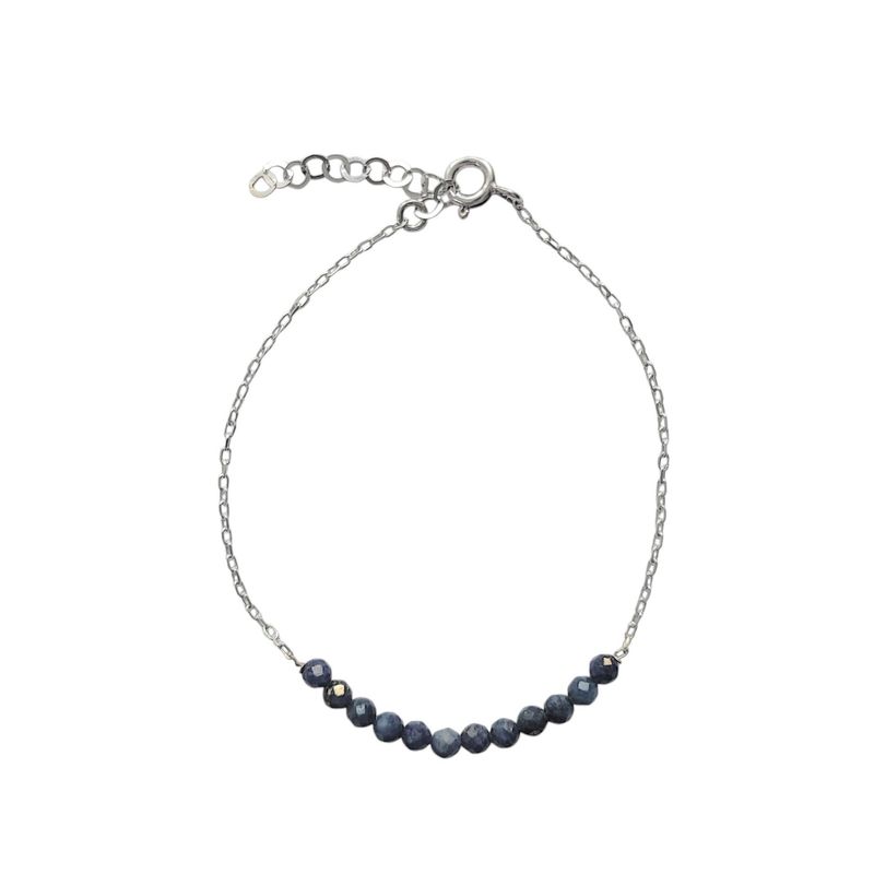 ANDREA COGGIOLA JOYAS - Pulsera Lapislázuli Bolita Facetada 3mm Plata Fina 925