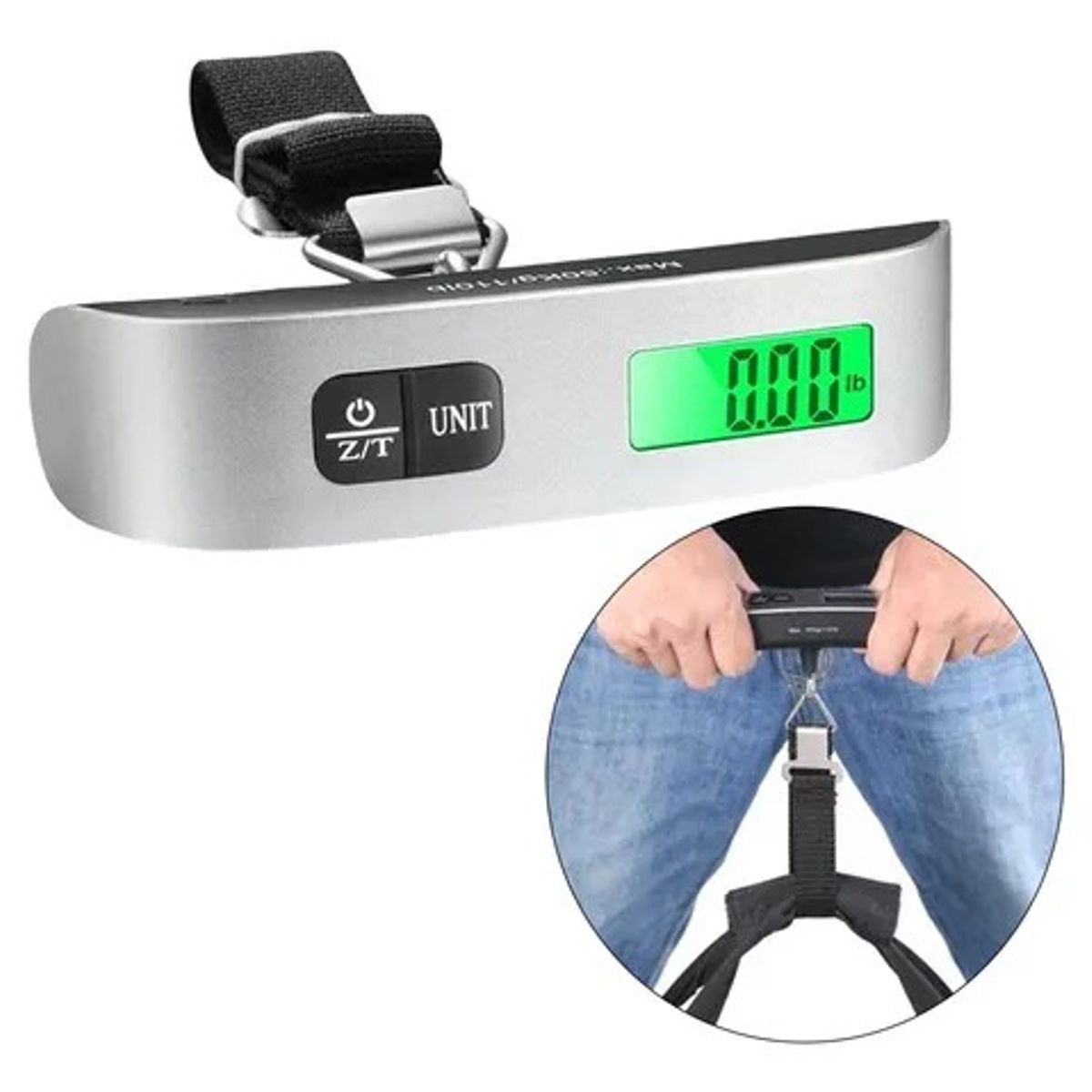 GENERICO - Pesa Balanza Digital Maleta Para Colgar 50kg Con Luz