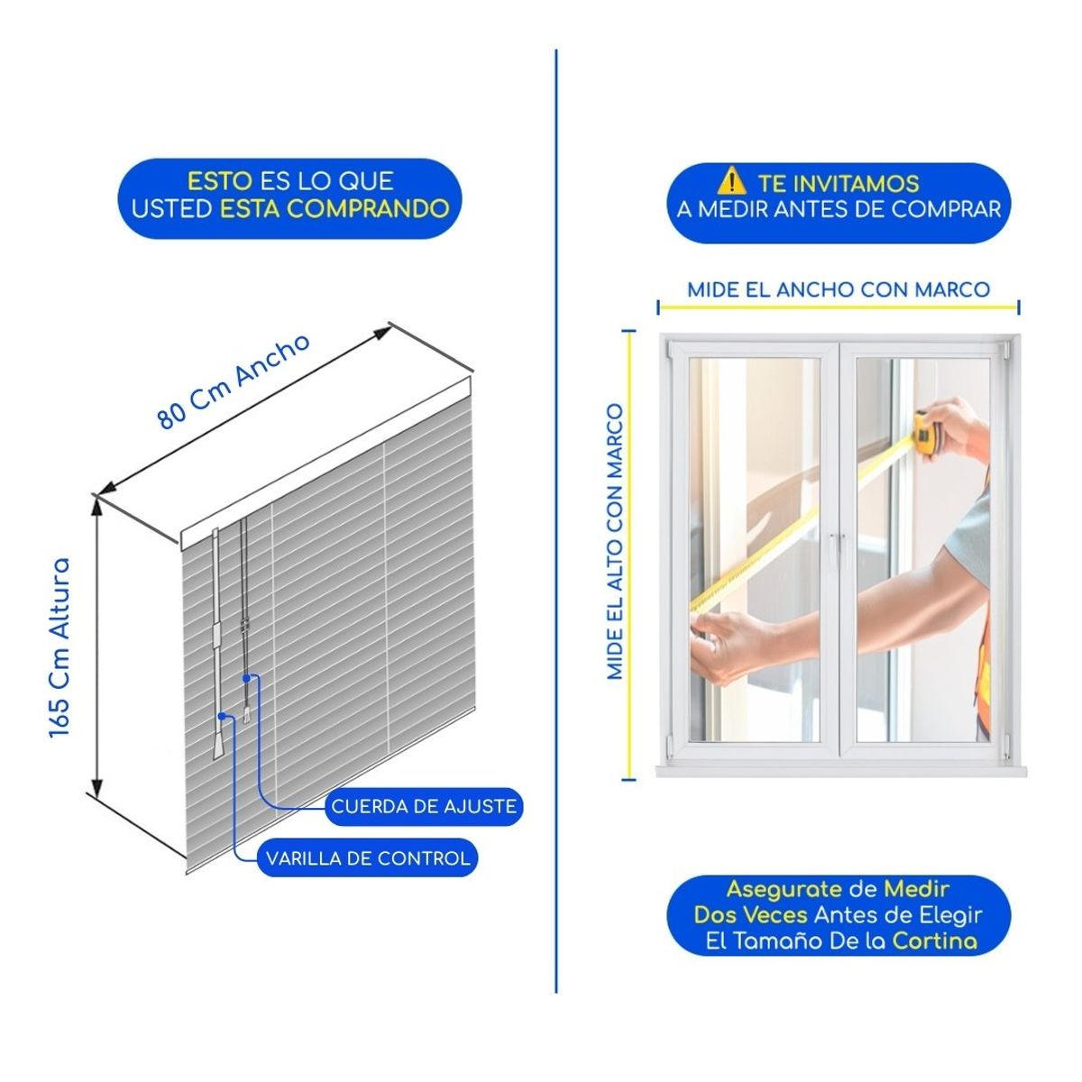 GUIZA - Cortina Roller Persiana Pvc 80x165 Cm Veneciana Manuales Guiza