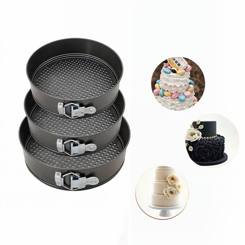 GENERICO - set 3 moldes desmontables redondo queque antiadherente torta