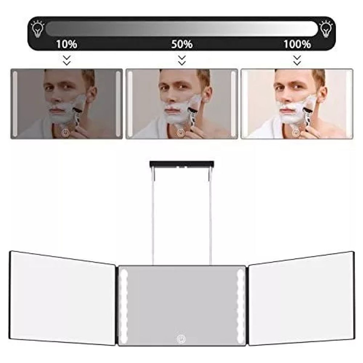 GENERICO - Espejo De 3 Vías Para Corte De Pelo Automático Sin Led