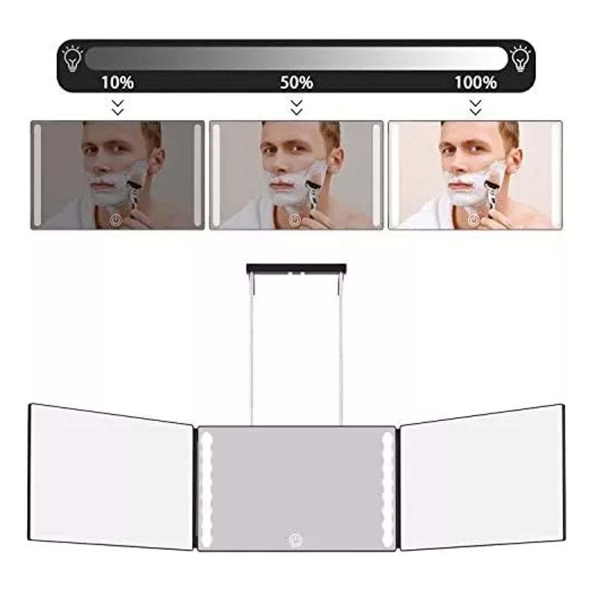 GENERICO - Espejo De 3 Vías Para Corte De Pelo Automático Sin Led