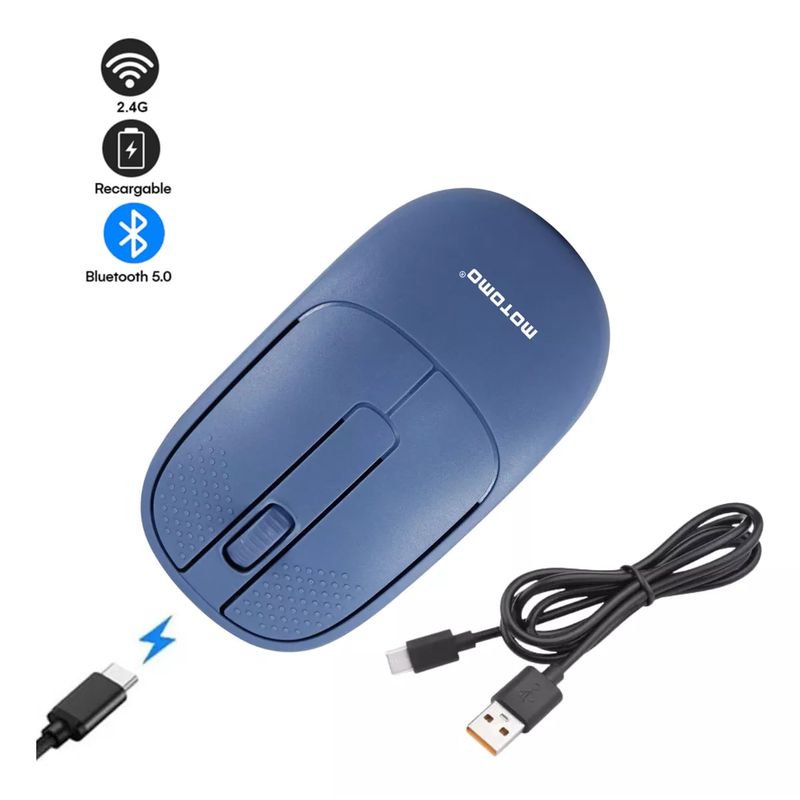 MOTOMO - Mouse Inalámbrico Dual Bluetooth/USB Recargable 2.4G 1200 DP