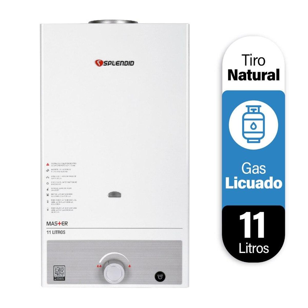 SPLENDID - Calefont Splendid Master Tiro Natural 11 Litros Gas Licuado