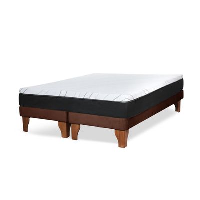 Imagen 2 del producto Cama Europea Zen Pro Colchon Resortes 2 Plazas Base Dividida Tela Café