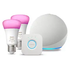 AMAZON - Kit Echo Dot 5 Gen White + 2 Ampolletas y Bridge Philips