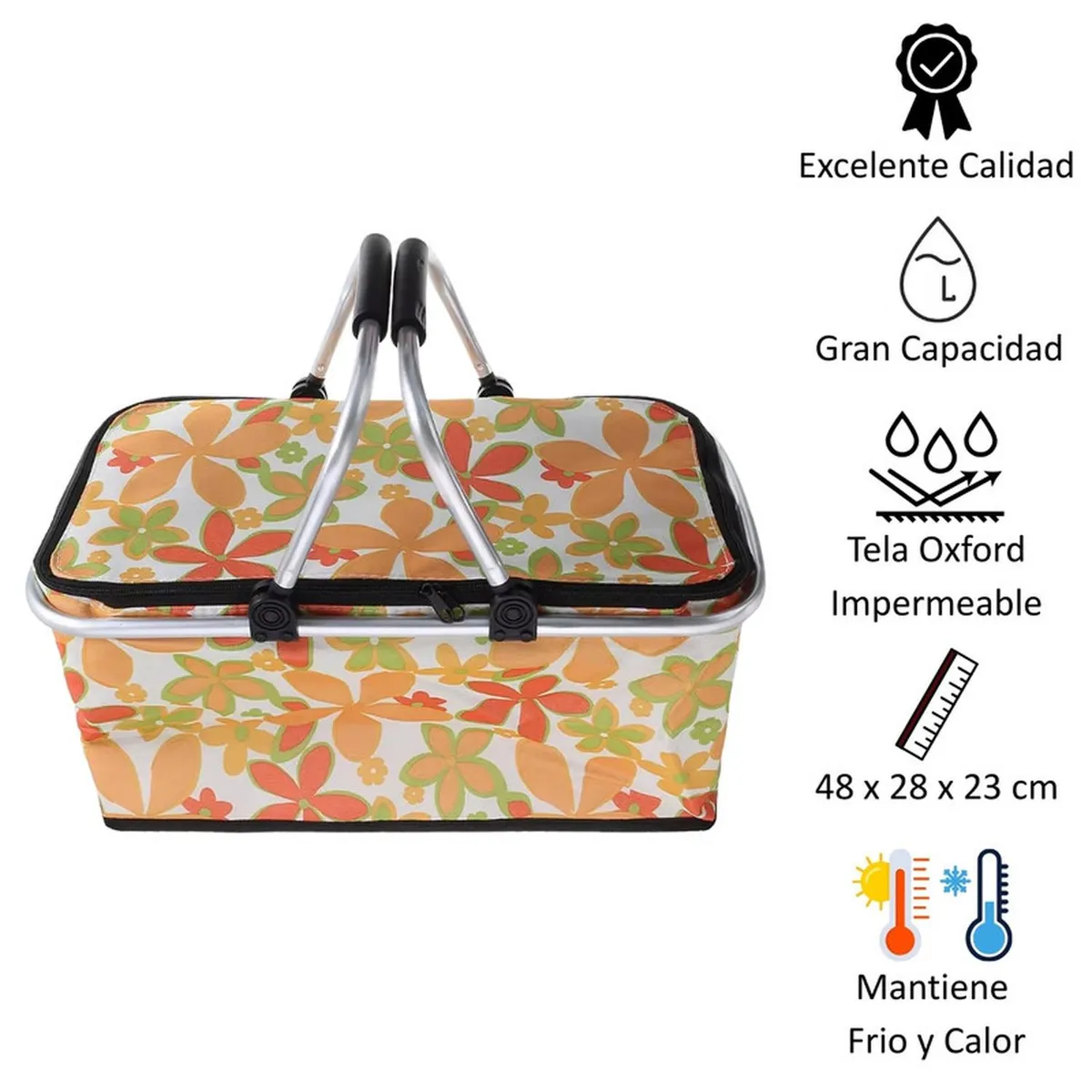 AUCKLAND OUTDOOR - Bolso Termico Plegable Astromelias Cooler Canasta Picnic