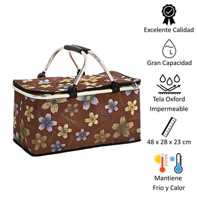 Imagen 2 del producto Bolso Termico Plegable Margaritas Cooler Canasta Picnic