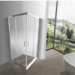 JOYTEK - Shower Recto Barra a Piso Travertino con Líneas Curvas 90x90 cm