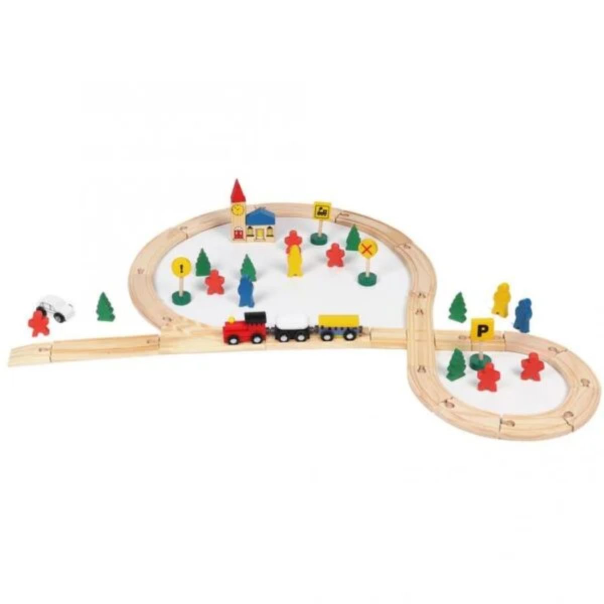 OEM - Tren con Riel Armable Juguete de Madera