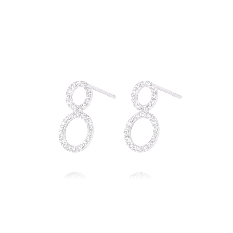 JB JOYAS BARON - Aros Oro Blanco 18kt Dos Círculos Diamantes 53 Pts