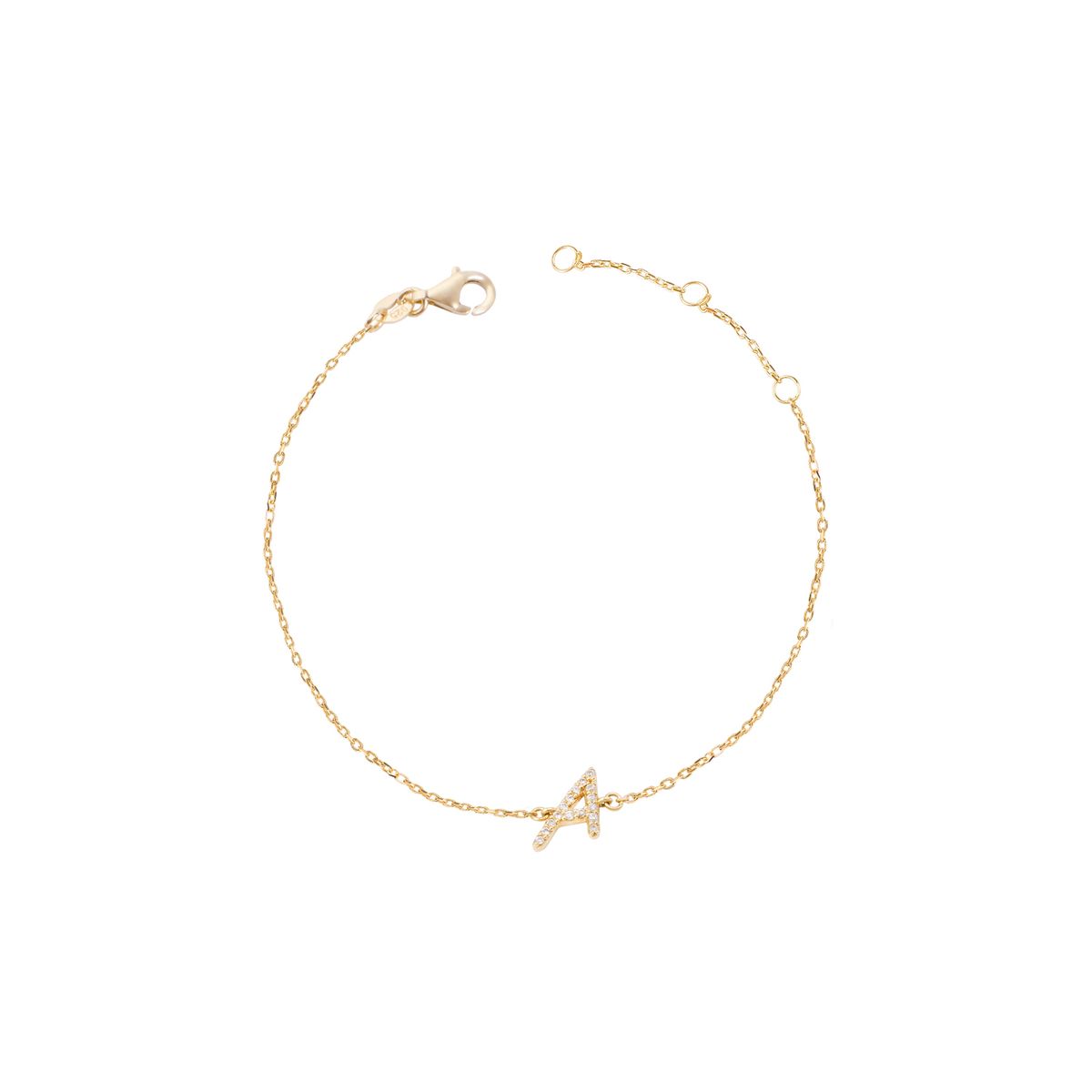 JB JOYAS BARON - Pulsera Oro Amarillo 18kt Letra A 6 Pts