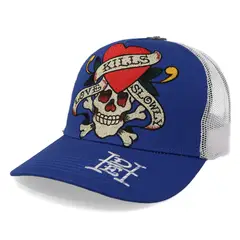 ED HARDY - Gorra Heart Skull Azul Unitalla
