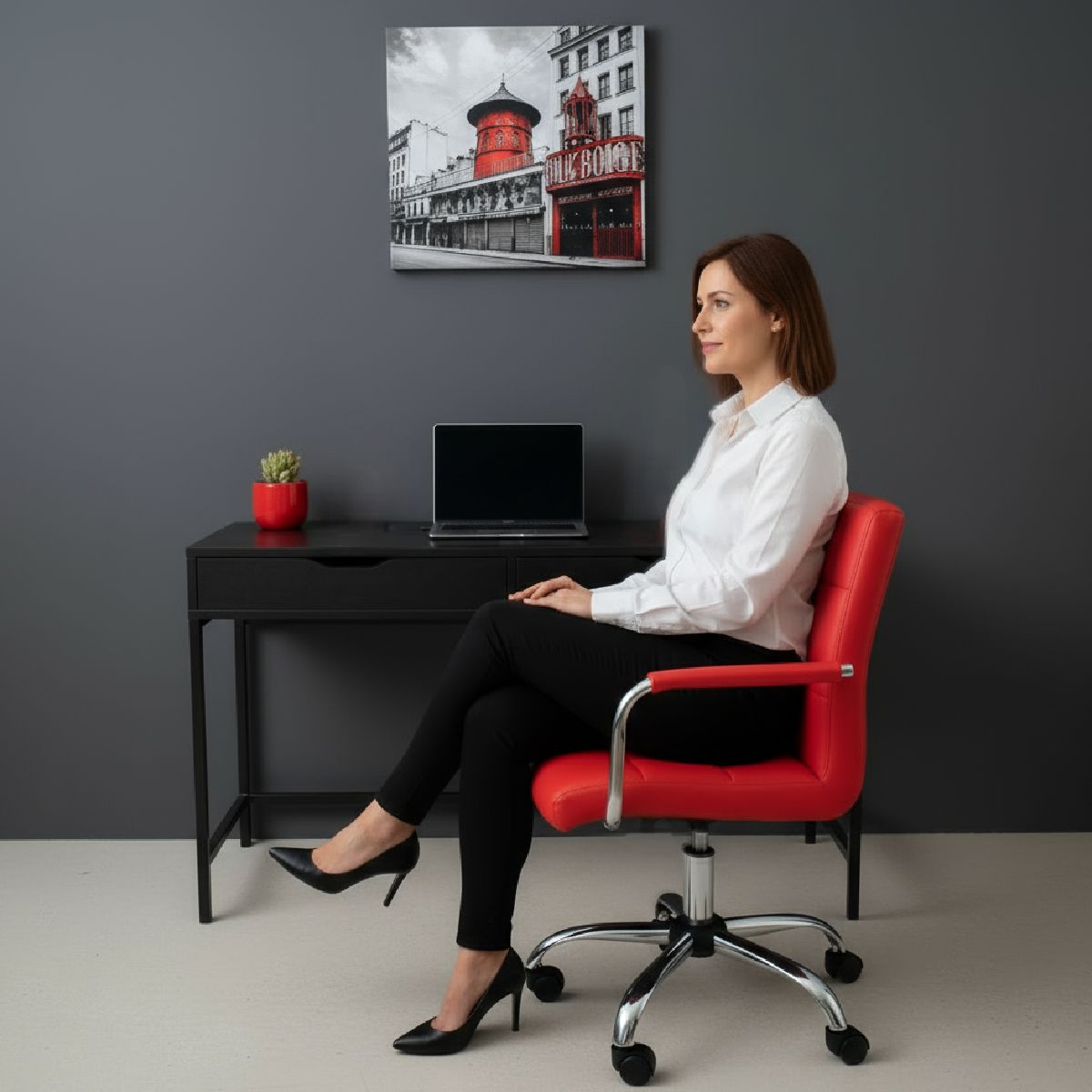 RD - Silla Oficina RD Sillon Escritorio PC Regulable Ejecutivo Rojo