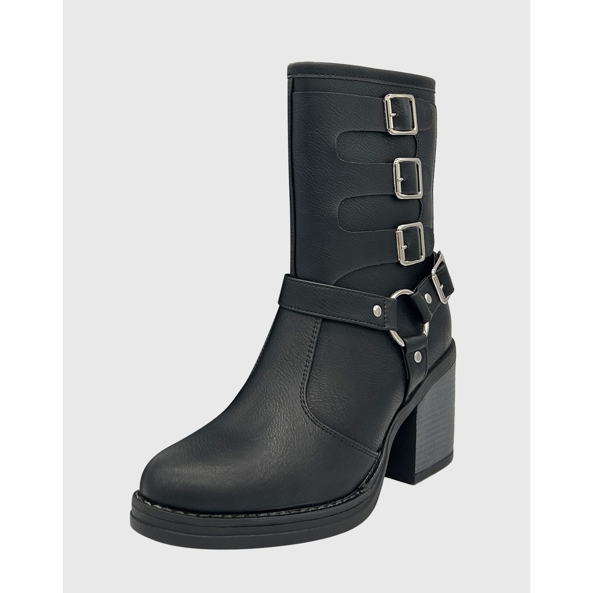 DINASTELLA - Bota para mujer, negro, cuadruple correa Danicolle