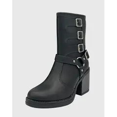 DINASTELLA - Bota para mujer, negro, cuadruple correa Danicolle