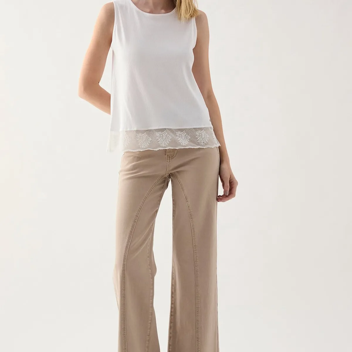 ASH - Polera Sin Mangas Crudo Mujer Ash