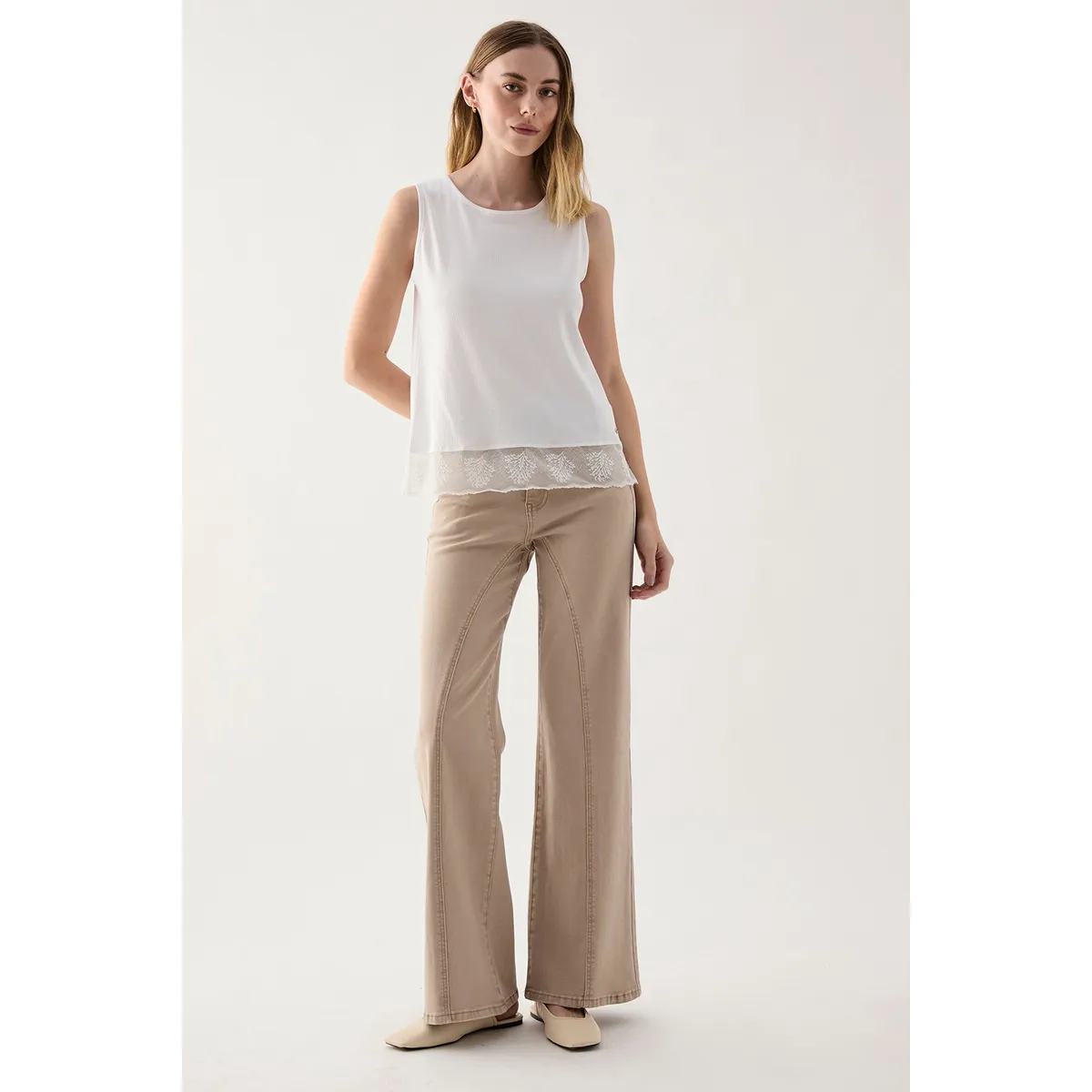 ASH - Polera Sin Mangas Crudo Mujer Ash