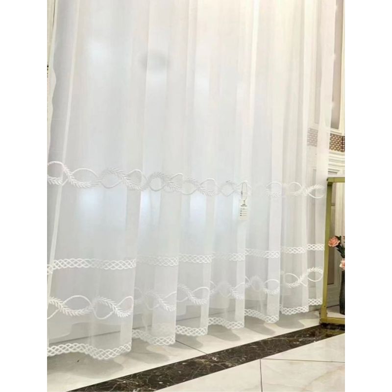 GENERICO - VISILLO BORDADO CON ARGOLLAS ONDAS 2 PAÑOS 140X240 CM MCHENG