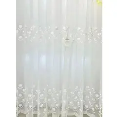 GENERICO - VISILLO BORDADO CON ARGOLLAS ROSAS 2 PAÑOS 140X240 CM MCHENG