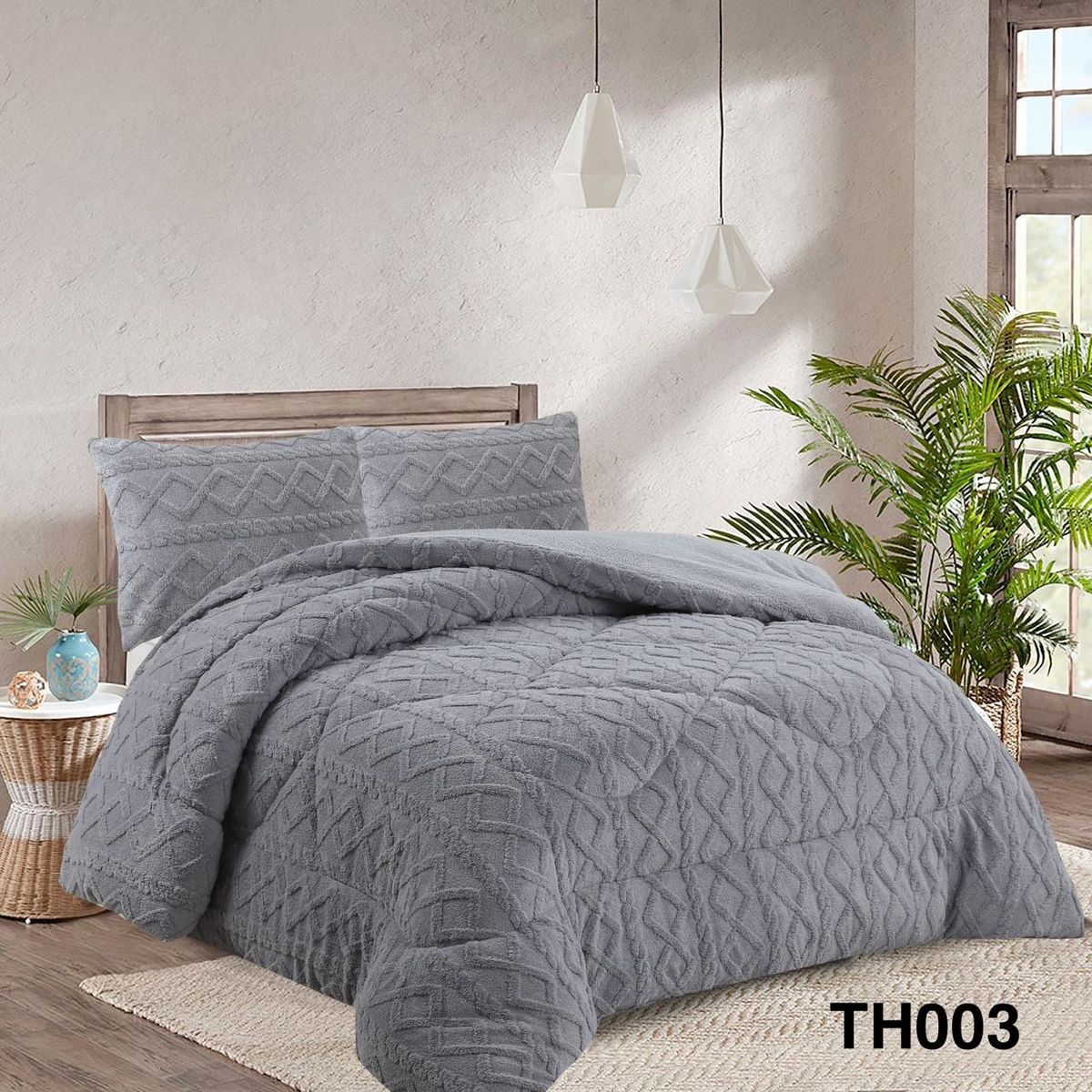 GENERICO - Cobertor Chiporro Texturizado 2 Plazas - Gris TH003