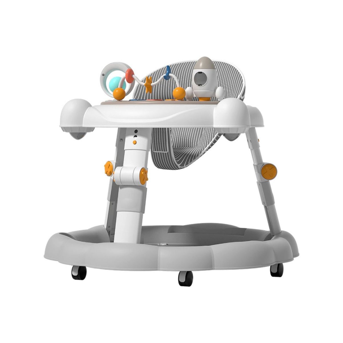 BABYLUNA - Andador Plegable Ajustable con Juguete Pisador y Música Gris