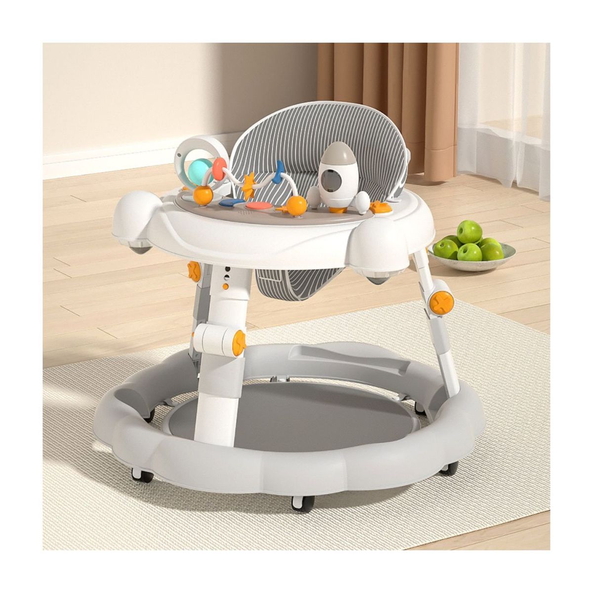 BABYLUNA - Andador Plegable Ajustable con Juguete Pisador y Música Gris