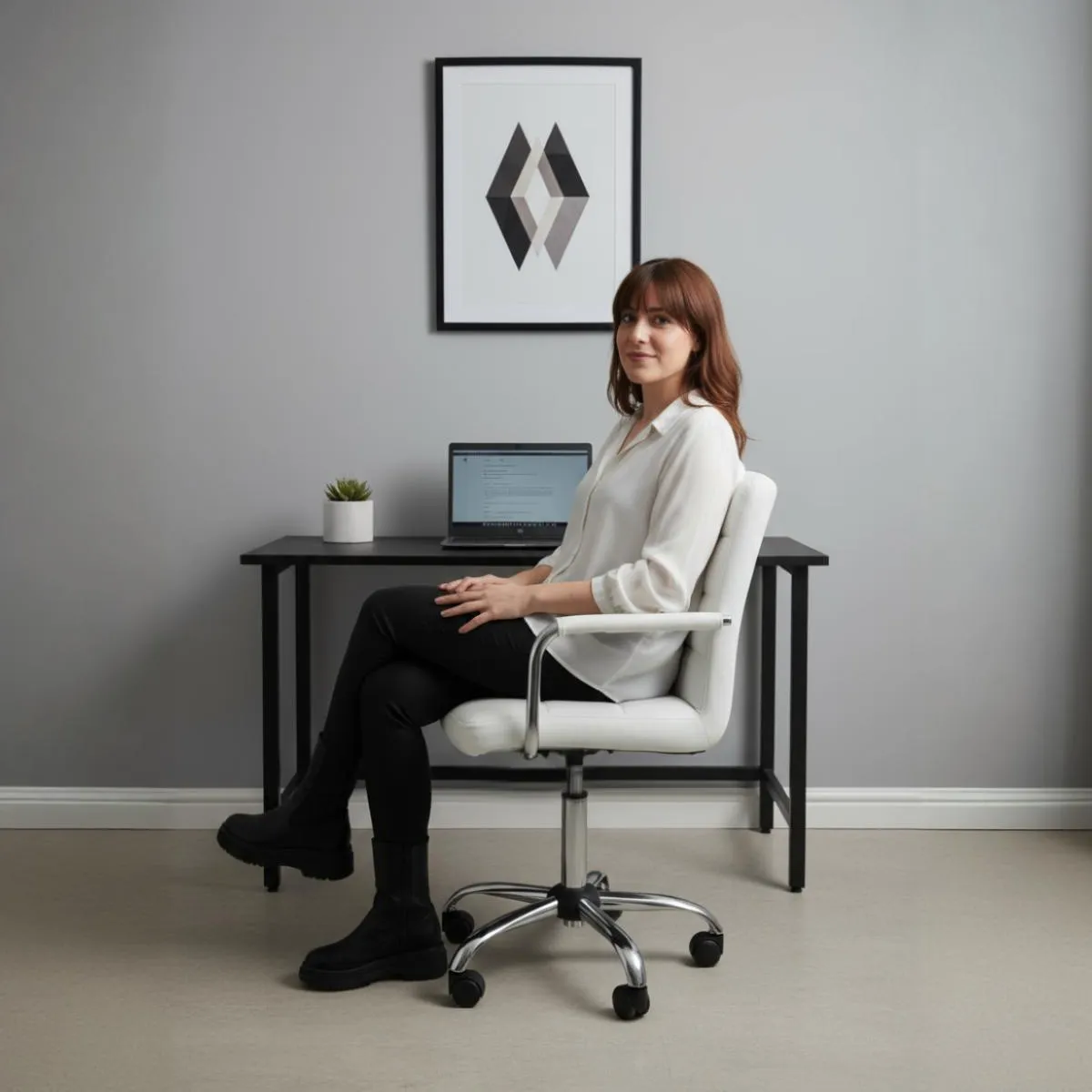 RD - Silla Oficina RD Sillon Escritorio PC Regulable Ejecutivo Blanco